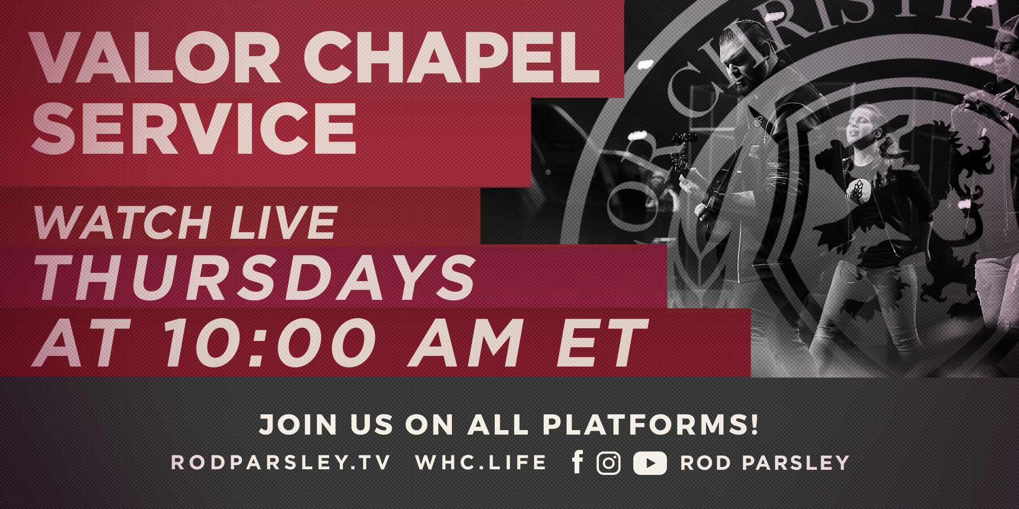 Join us at 10am on All Platforms! Rodpasley.Tv · Whc.Life · Facebook Instagram Youtube Rod Parsley Thursday